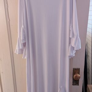 Ashley Stewart White Ruffle Sleeve Dress